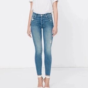 Mother denim the stunner ankle fray graffiti girl size 26 medium wash